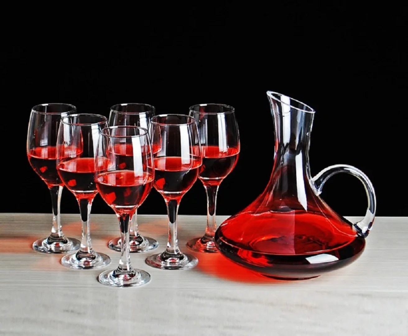 7pcs Plain Colour Wine Decanter Set With Glasses