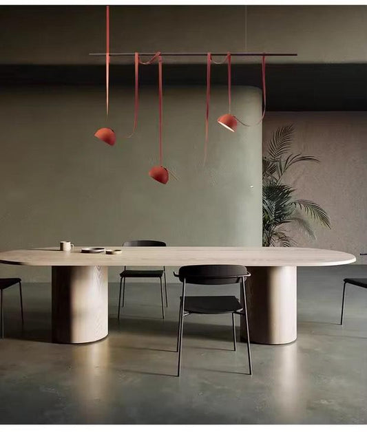 Belt pendant lamp with adjustable height and sleek modern design for dining or kitchen lighting