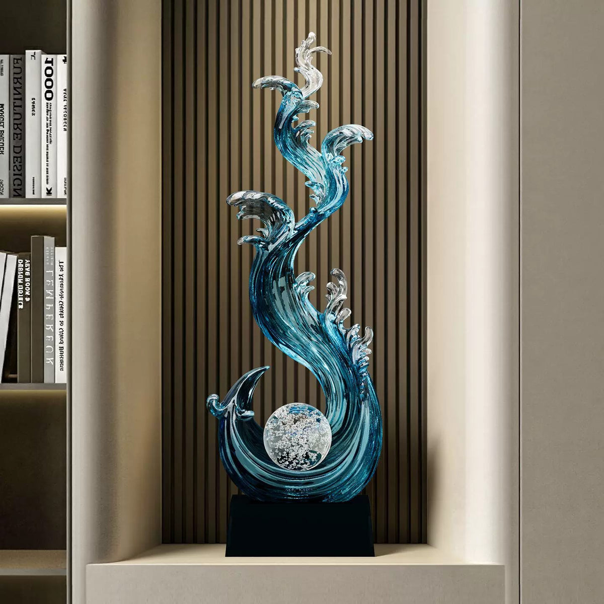 75cm Tall Ocean Wave Resin Sculpture
