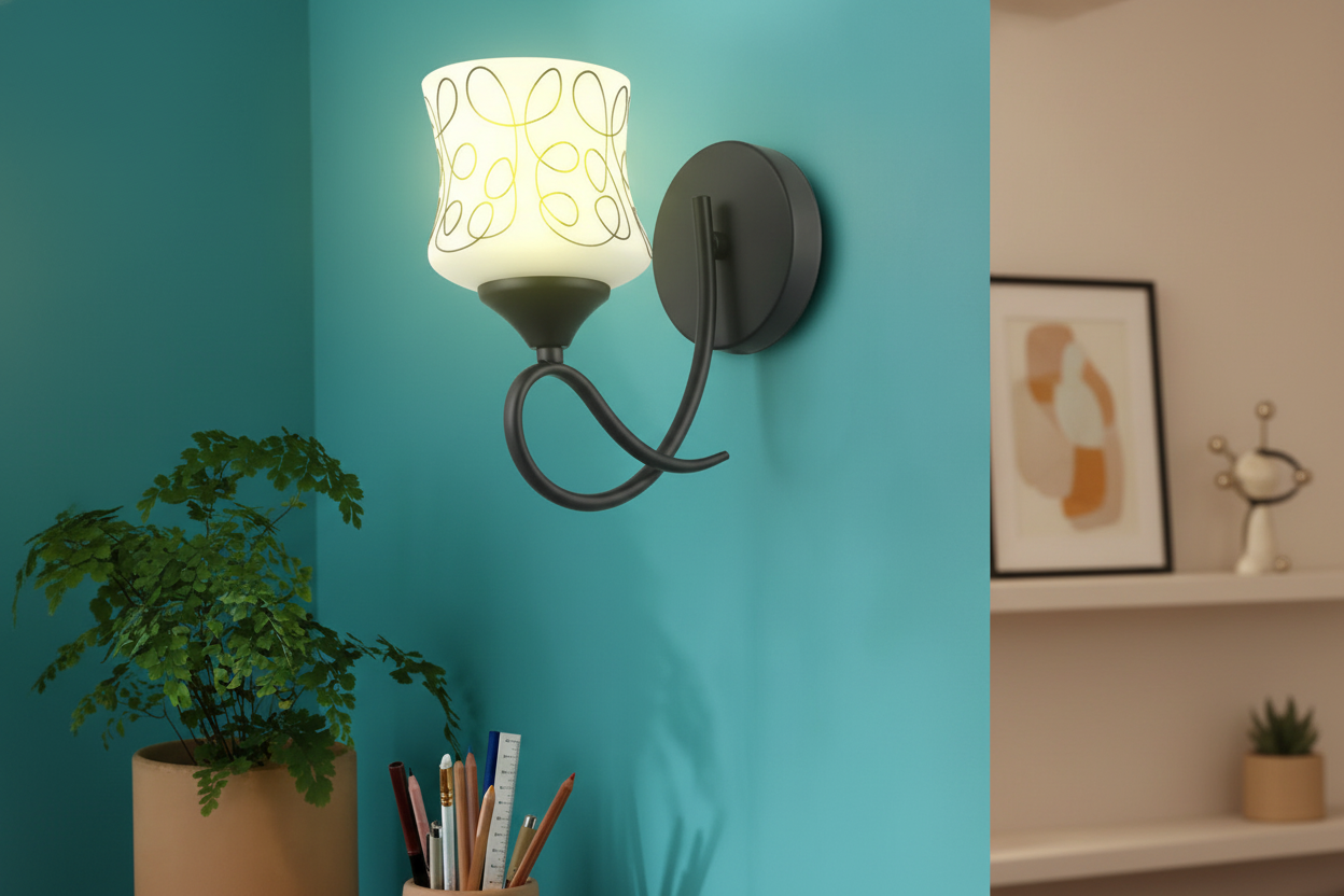 Artistic Patterned Wall Lamp Frosted Glass Shade And Matte Black Light-PL 7021-27-01-BK