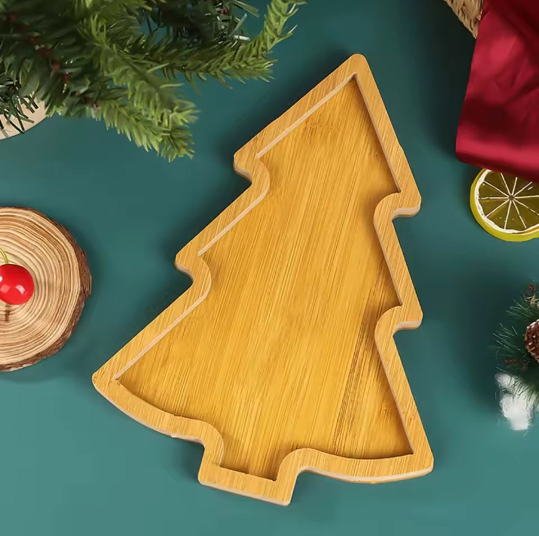 3Pc Wooden Christmas Trays | Christmas Bamboo Dessert Boards