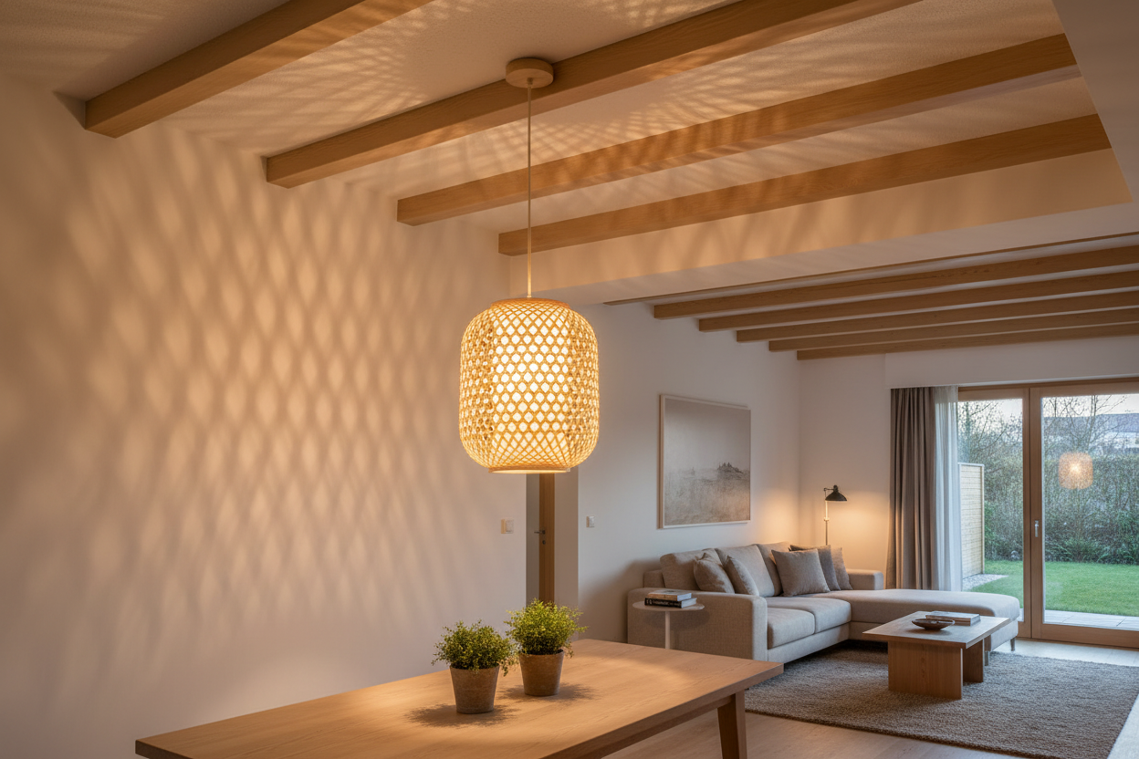 Bamboo Pendant Lamp – Cylindrical Woven Design, 30cm-PL WD25-13