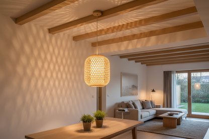 Bamboo Pendant Lamp – Cylindrical Woven Design, 30cm-PL WD25-13