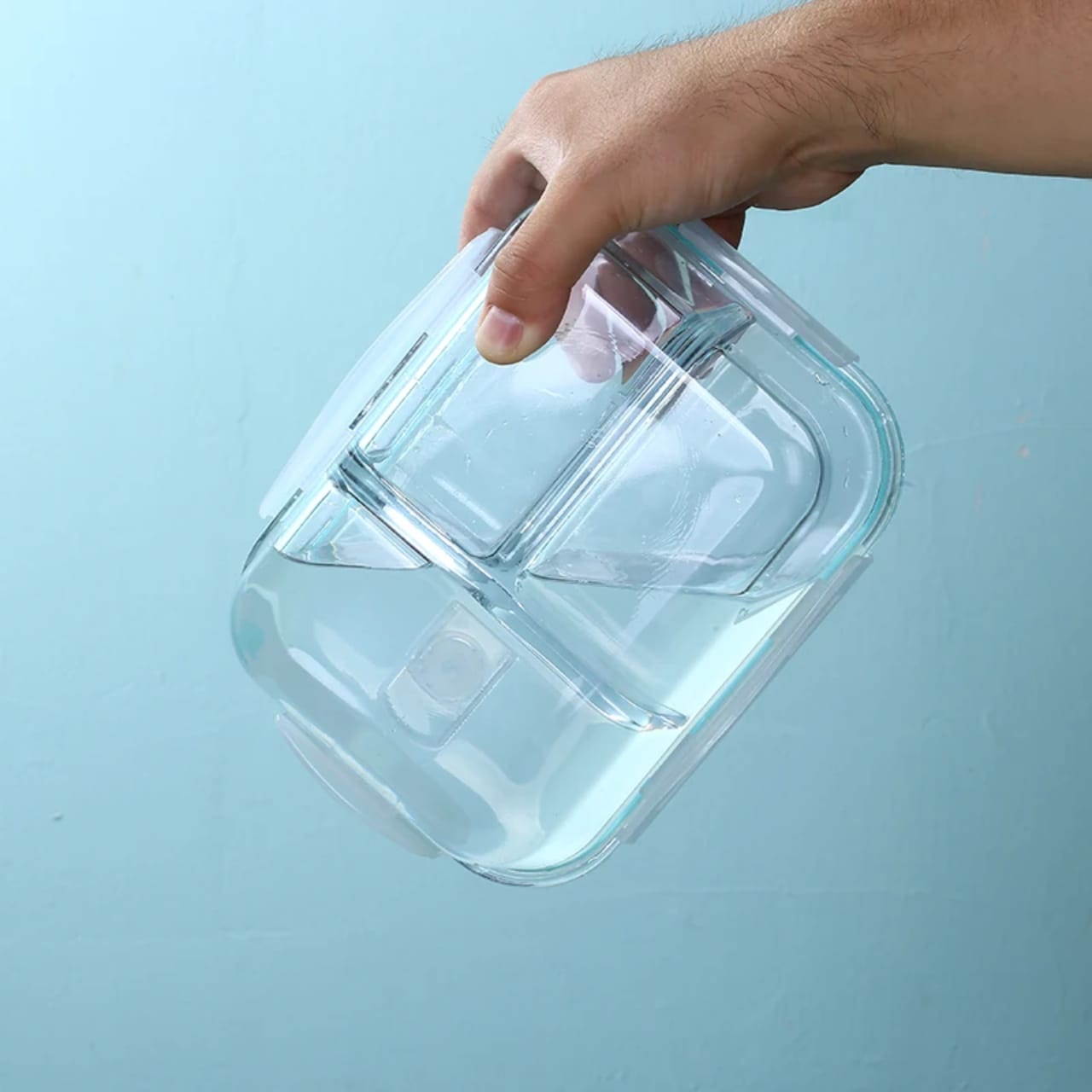 2 Grid High Borosilicate Glass Partitioned Lunch Box