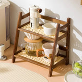 Wooden Storage Shelf Two Tiers Desktop Organizer
