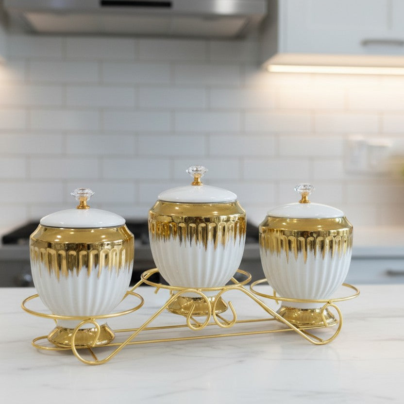 3Pcs Ceramic Decor Canister Set
