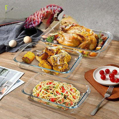 3 Piece Square Borosilicate Glass Bowl Set