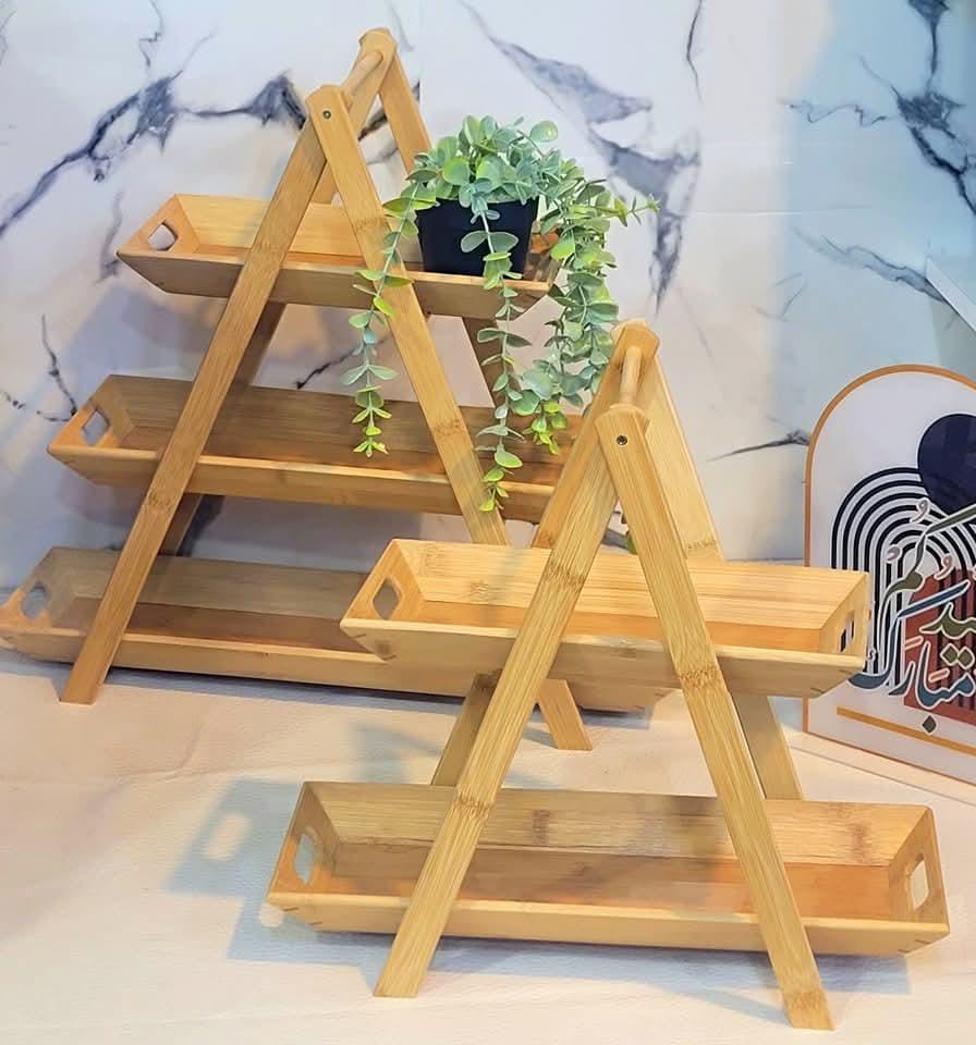 3 tier Bamboo snacks tray