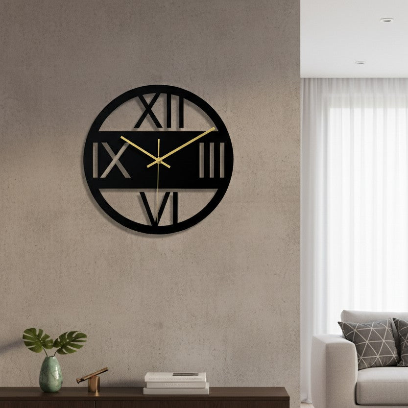 3D Black Acrylic Round Digital Wall Clock