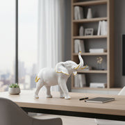 Resin white and gold elephant statue decorative figurine for home and office decor