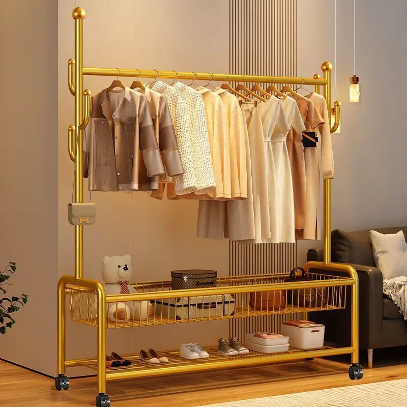 Metal Garment Rack with Storage Basket