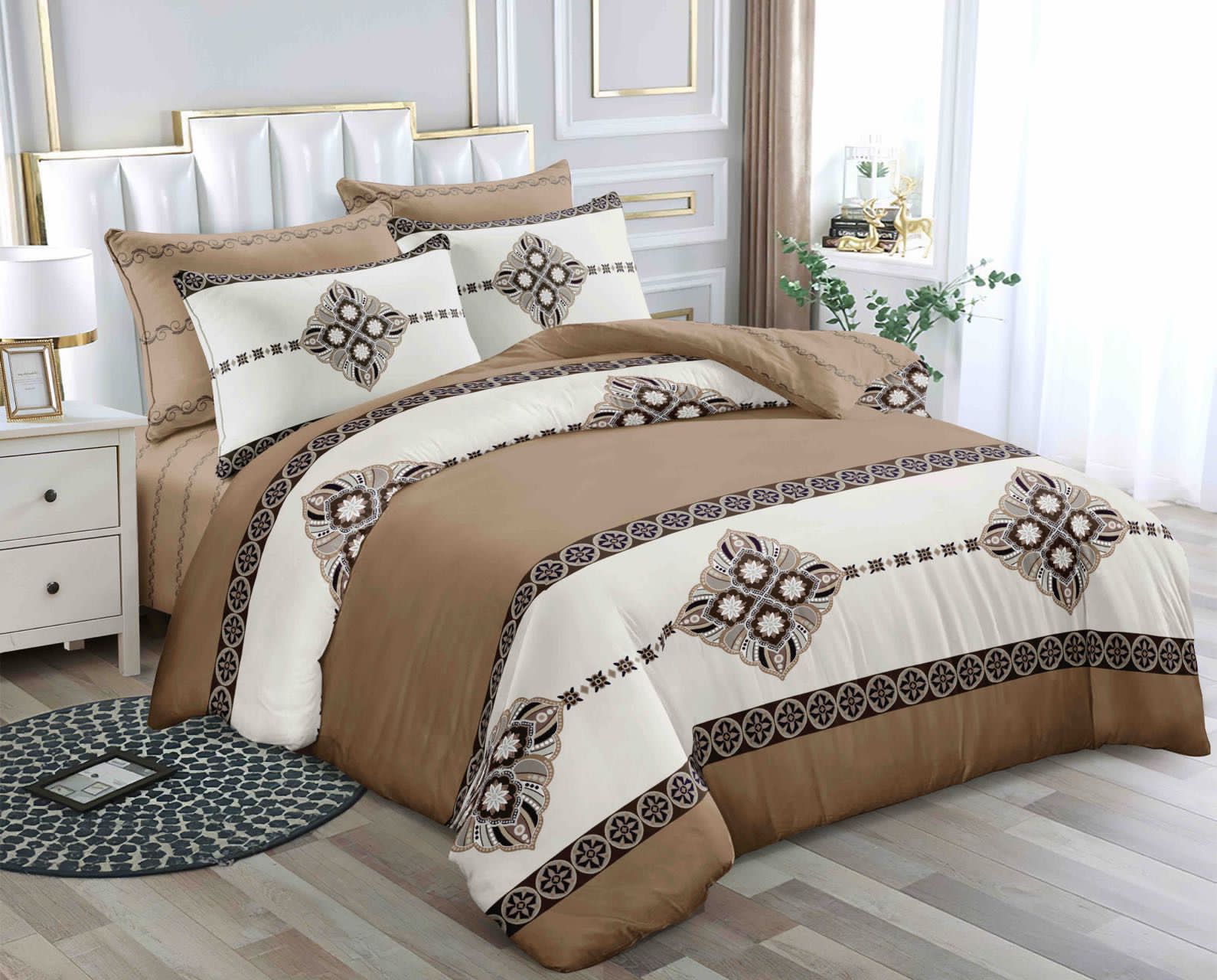 4-piece binded duvet set with duvet, bedsheet, and two pillowcases in size 6×7