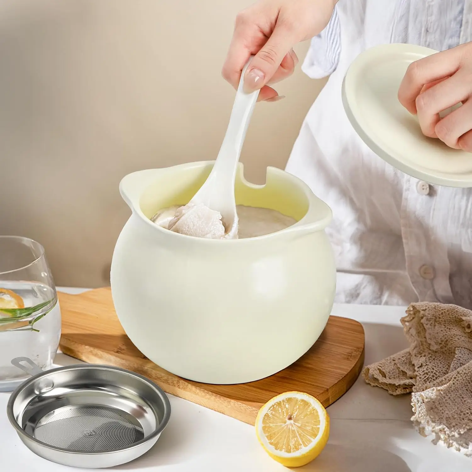 1400ml Ceramic Oil Storage Jar with Scoop