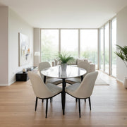 5-piece dining set featuring one table and four chairs for stylish and comfortable home dining.