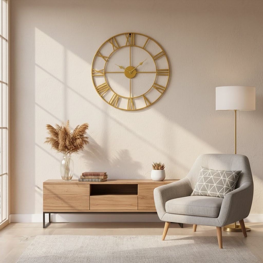 Antique Roman Metallic Wall Clock