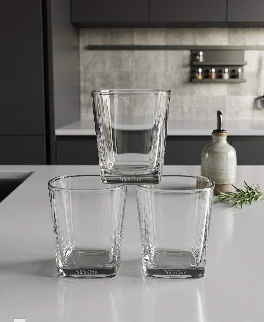6 Piece corner whiskey glass set with modern angular design for stylish drink serving