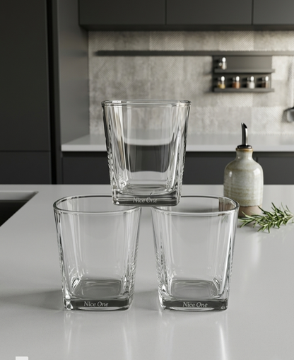 6 Piece corner whiskey glass set with modern angular design for stylish drink serving