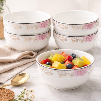 Bone China Round Soup Bowl Pink Flower