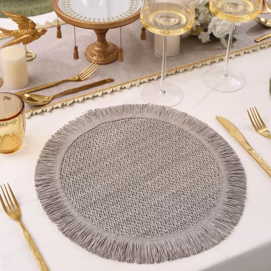 6 Piece Nordic Tassel Woven Table Mat Set