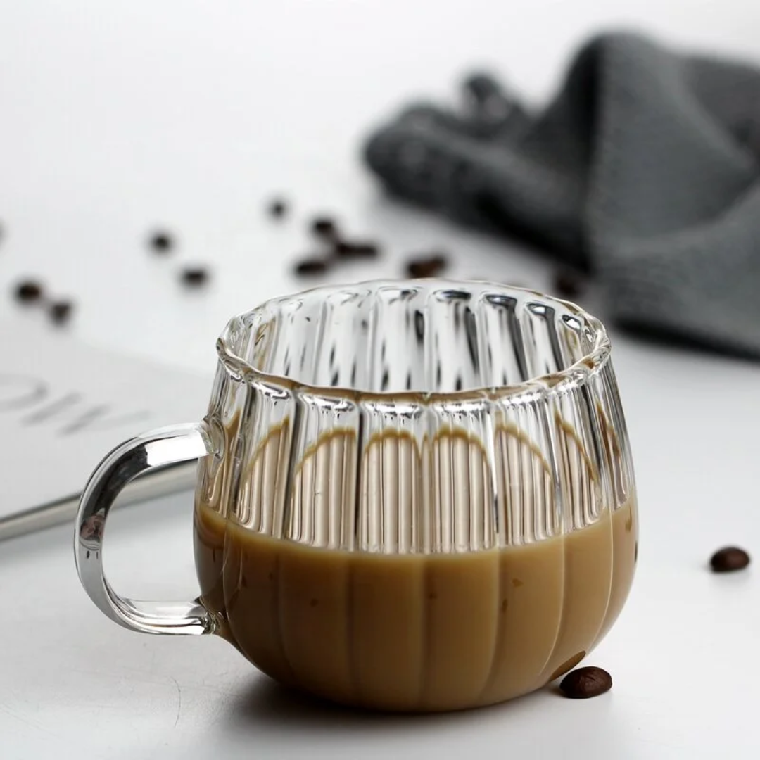 Stripped Pumpkin Shape Borosilicate Cups – 2pcs Set