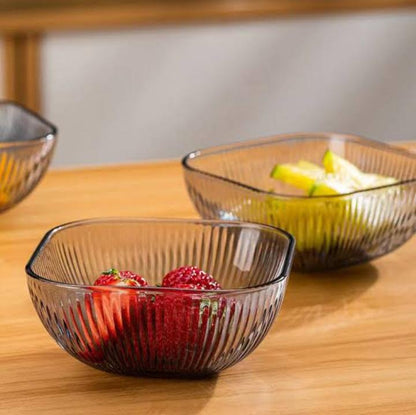 Grey Vertical Glass Salad Bowl Set Square
