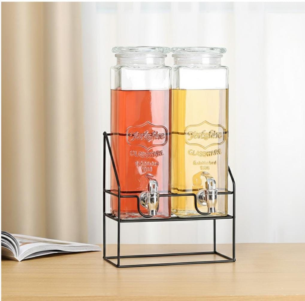 2.2L 2-Pack Glass Beverage Dispenser Set