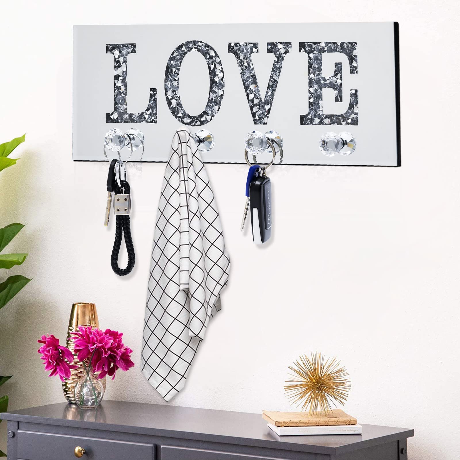 Crystal Glass Love Key Holder