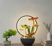 LED electric mini water fountain in a clear glass pot, available in multiple designs and colors