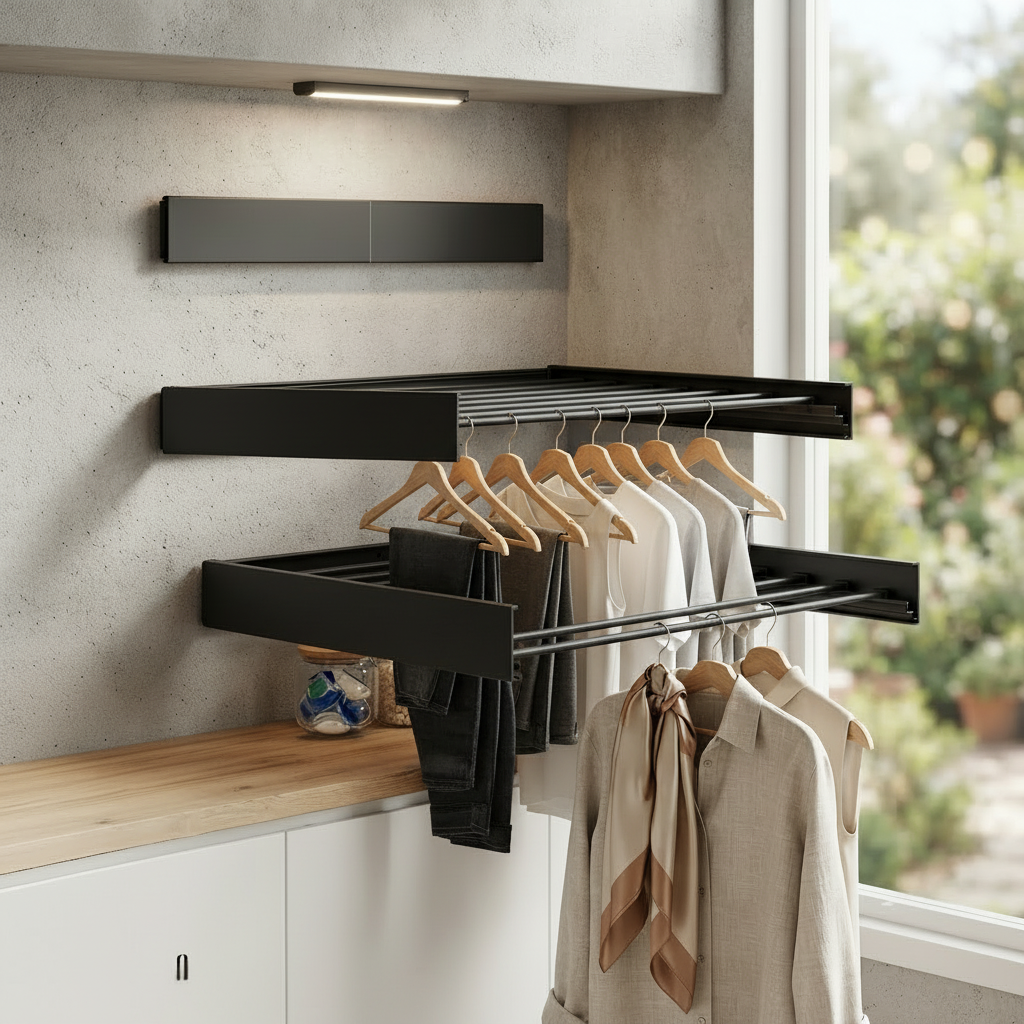 100cm Invisible Folding Wall Mounted Clothes Drying Rack