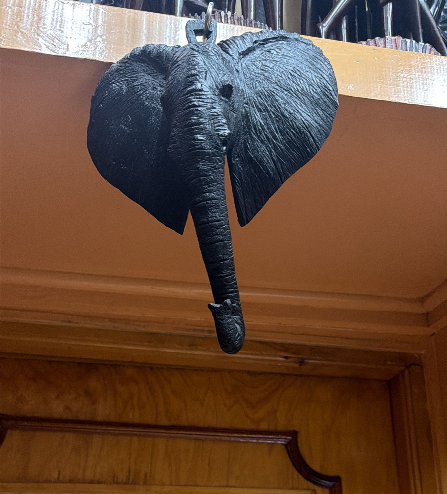Black Elephant Head Wall Hanging Mask (29 × 21 cm)