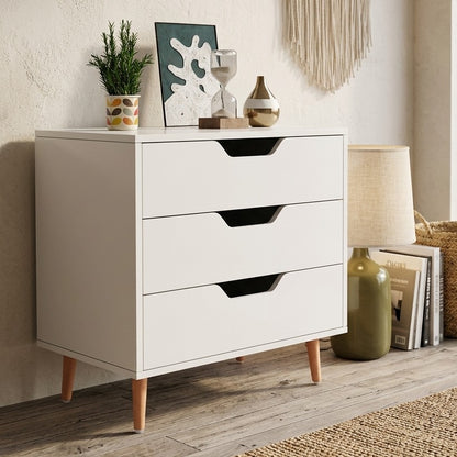 Wooden Bedside 3 Drawers Chest Nightstand Storage Table