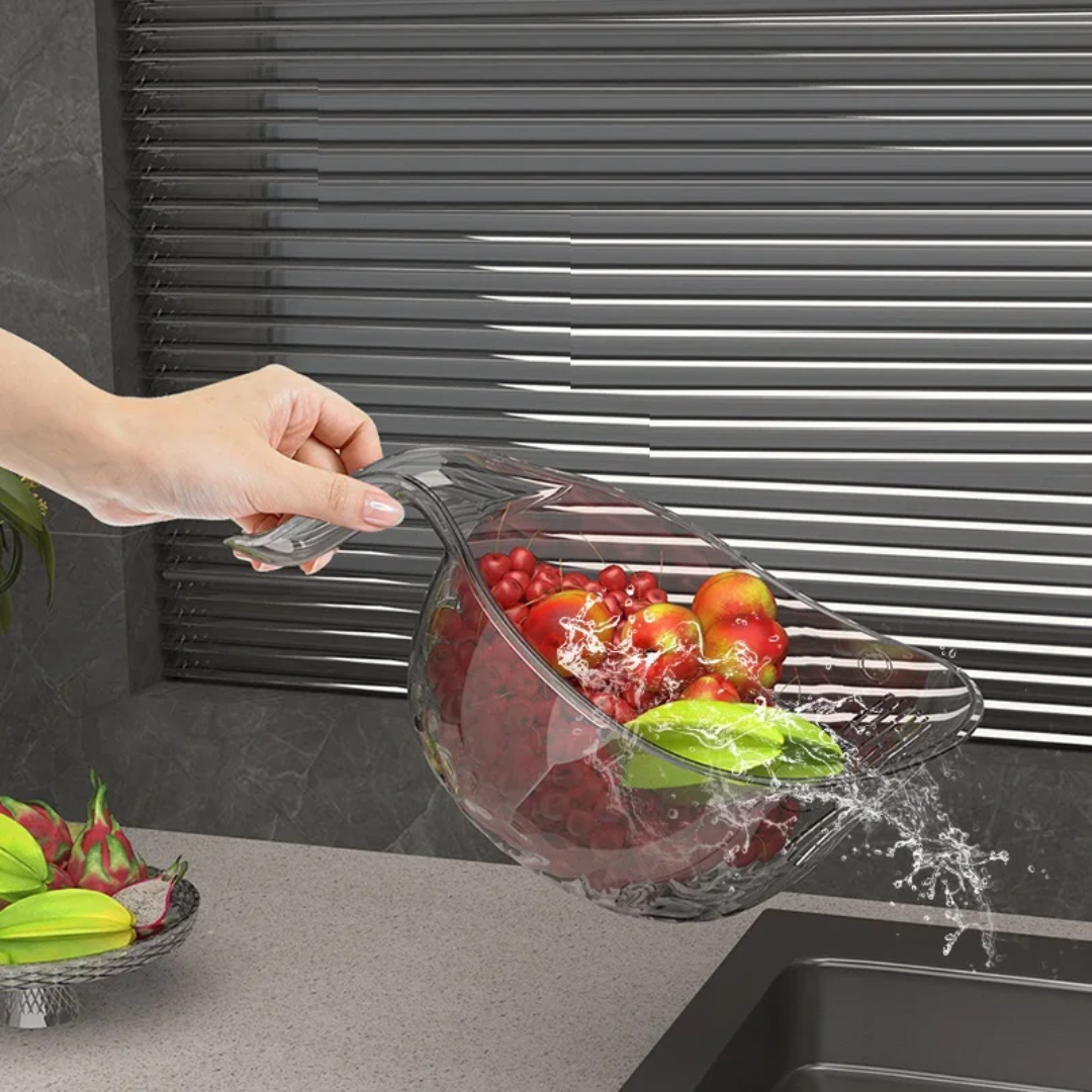 Acrylic Multi-Functional Drain Fruit Cleaning Bowl