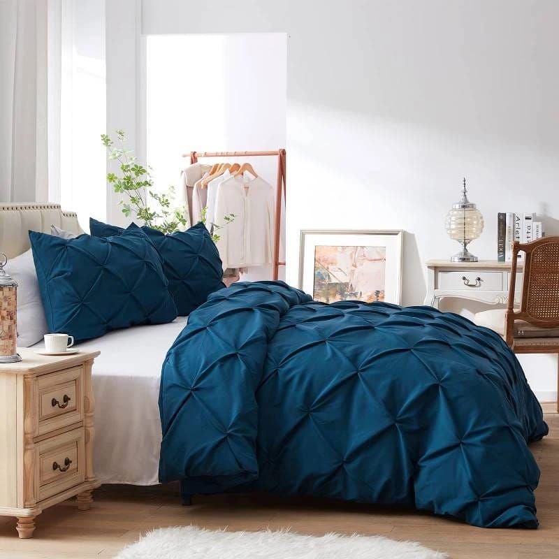 Pinch Pleat Cross Pintuck Duvet Cover Set