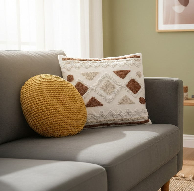 Boho Geometric Diamond Line Tufted Pillow Covers – 45×45 cm