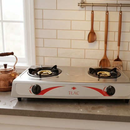 Table Top 2 Burner Gas Stove with Auto Ignition Stainless Steel TLHA0082