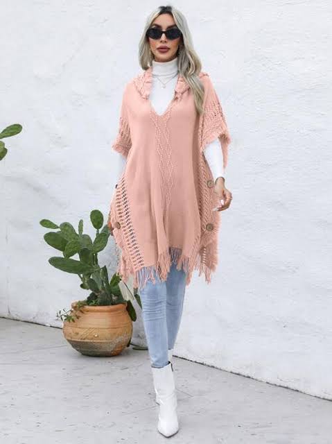 Women Knitted Hooded Shawl