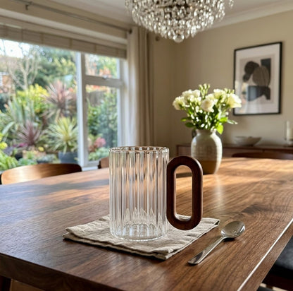 6Pcs Borosilicate Ribbed Glass Mugs Set