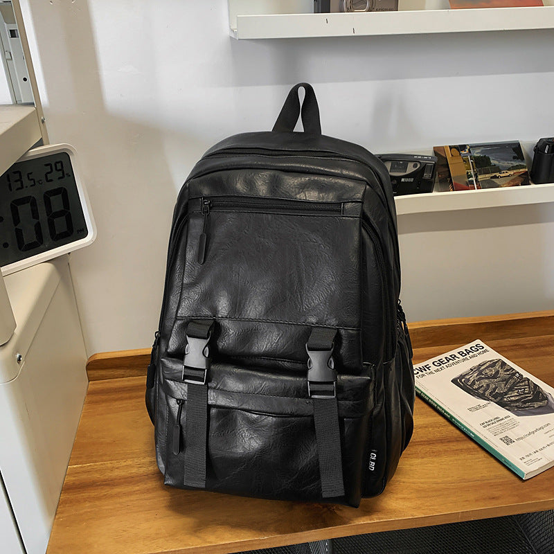 PU Leather Water Resistant Business Travel School Bag