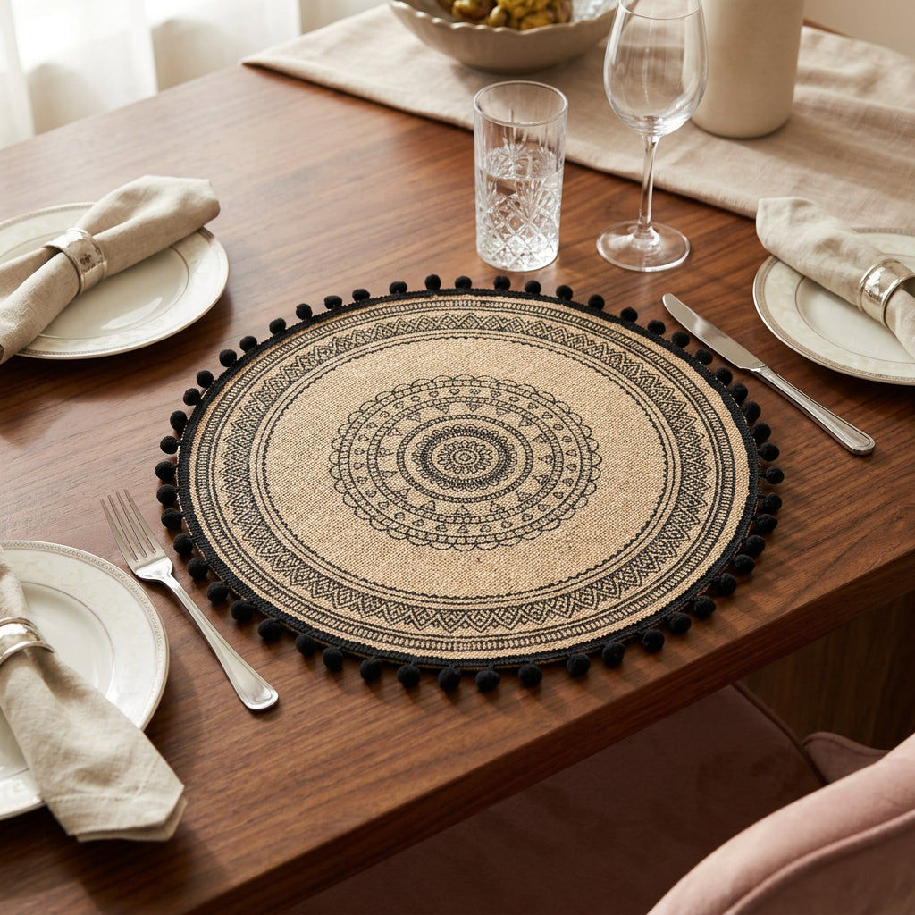 6-Piece Round Woven Jute Table Mat Set for Dining Table and Place Setting Decoration available in Nairobi, Kenya