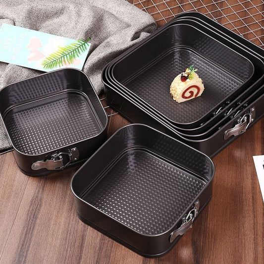 6-Piece square non-stick baking tins set with removable base in multiple sizes