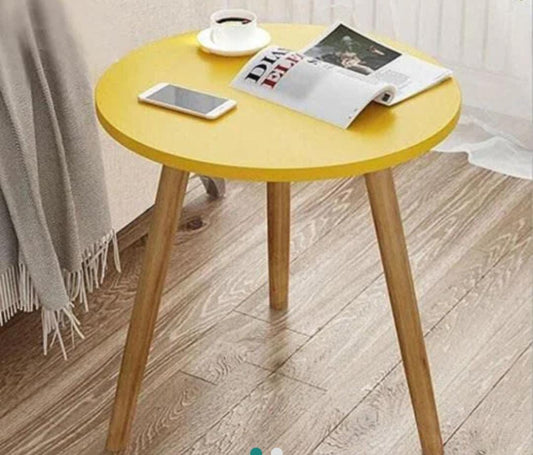 Modern Round Side Stool Table with Wooden Legs
