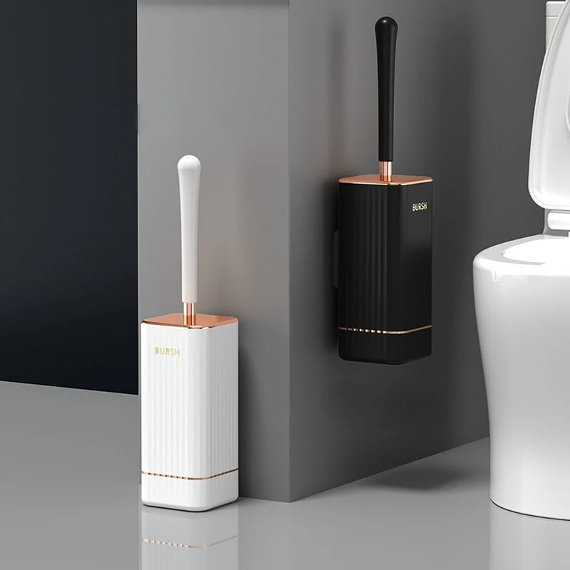Toilet brush with wall-mounted holder