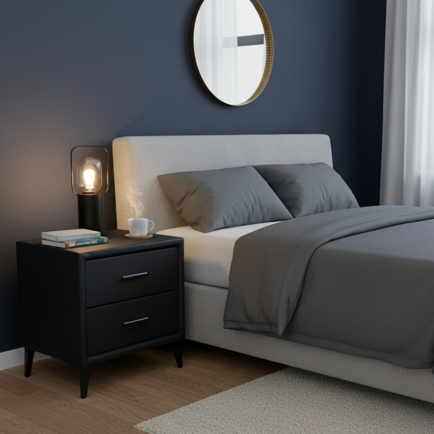 Modern Wooden Nightstand With 2 Drawers