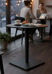 Adjustable Height Round Wooden Top Cocktail Table