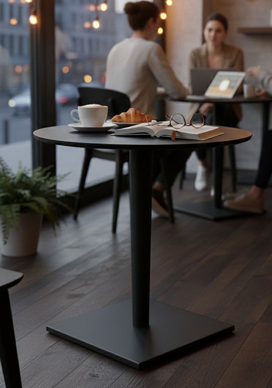 Adjustable Height Round Wooden Top Cocktail Table