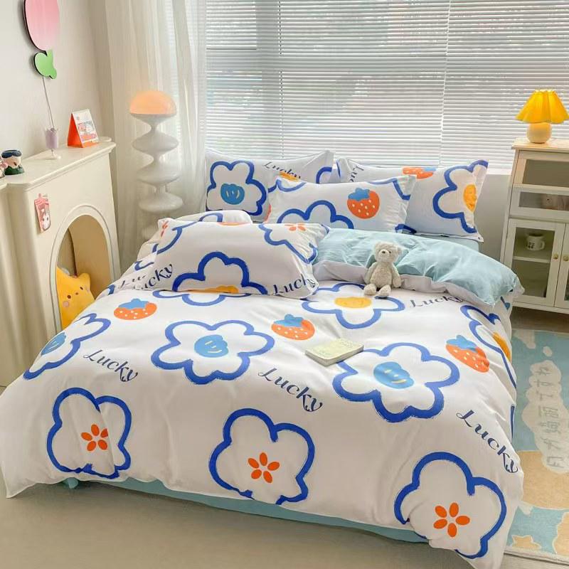 4 Piece Printed Cotton Duvet Cover Set 6 × 6