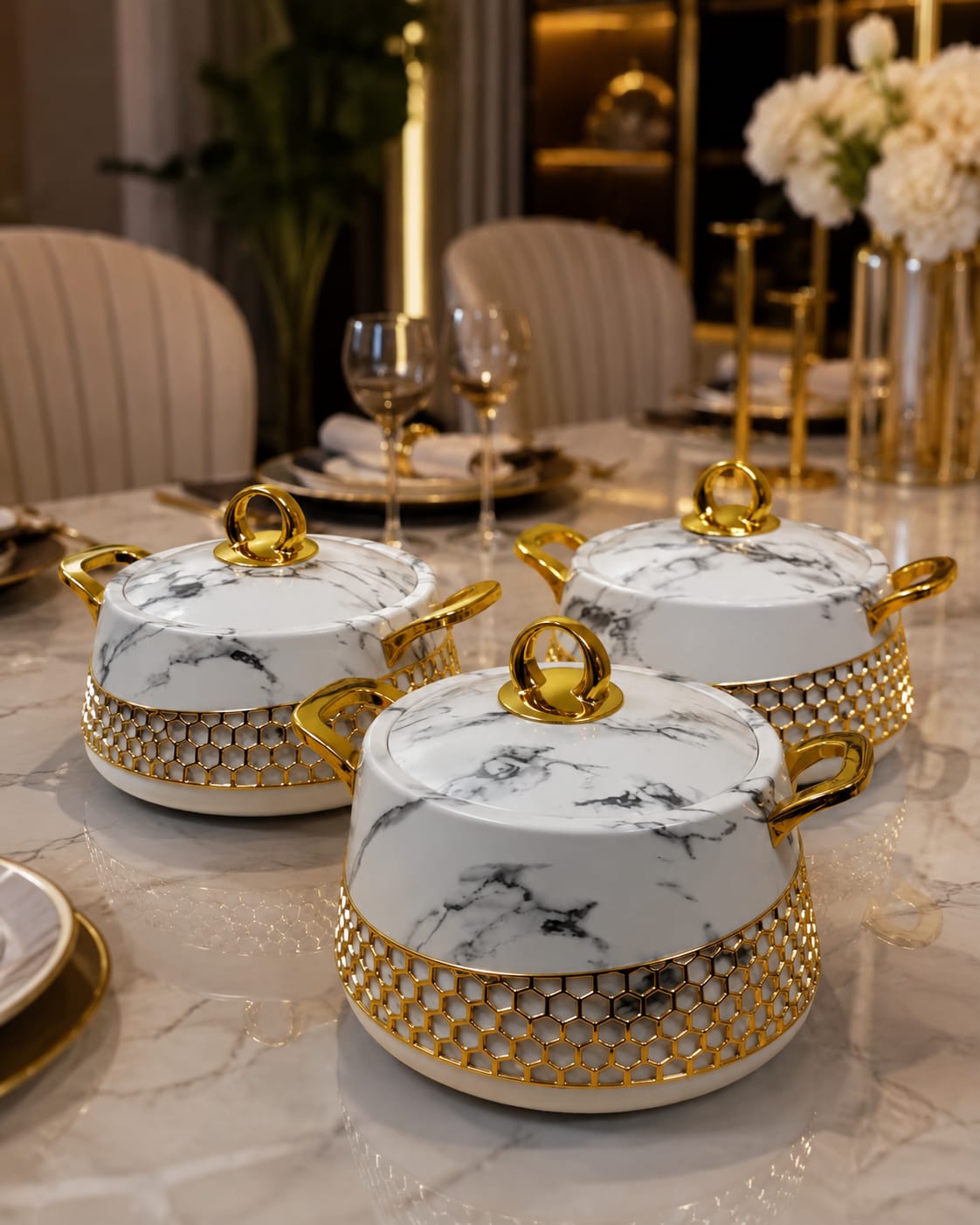 Gold 3 Piece Hot Pot Set