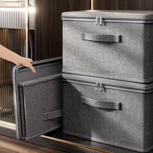 Foldable waterproof Oxford cloth fabric storage box with lid for closet and home organization