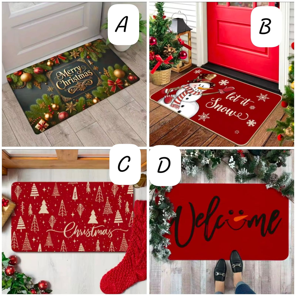 50 × 80cm Christmas Rubber Anti Slip Entryway Door Mat