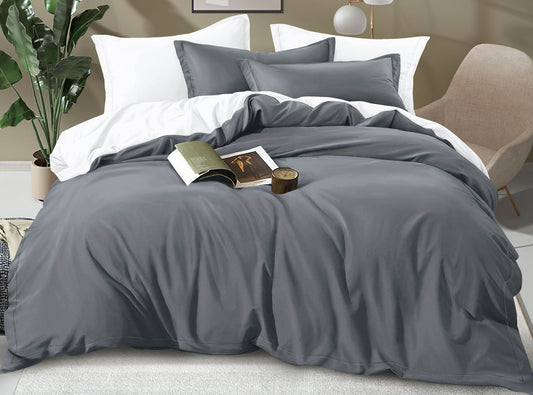 Double-sided duvet cover set for 6×7 bed including one duvet cover, one bedsheet, and four pillowcases. 🛏️